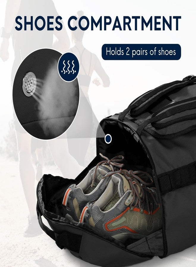 Haimont حقيبة ظهر قابلة للطي من هايمونت مع جيب للأحذية، مقاومة للماء، حقيبة سفر كبيرة للرجال والنساء، مناسبة للمشي والتخييم والرياضة، سعة 50 لتر، لون أسود - Image 4